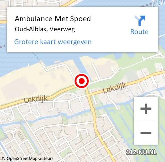 Locatie op kaart van de 112 melding: Ambulance Met Spoed Naar Oud-Alblas, Veerweg op 25 augustus 2023 22:47
