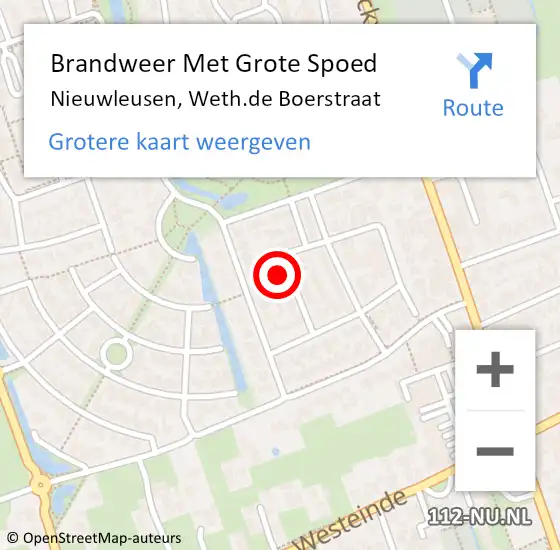 Locatie op kaart van de 112 melding: Brandweer Met Grote Spoed Naar Nieuwleusen, Weth.de Boerstraat op 25 augustus 2023 22:50
