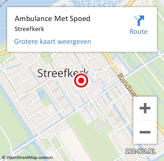 Locatie op kaart van de 112 melding: Ambulance Met Spoed Naar Streefkerk op 25 augustus 2023 22:55