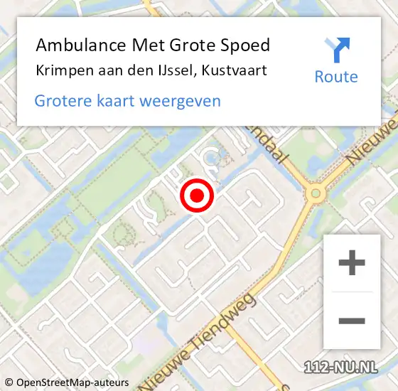 Locatie op kaart van de 112 melding: Ambulance Met Grote Spoed Naar Krimpen aan den IJssel, Kustvaart op 25 augustus 2023 22:59