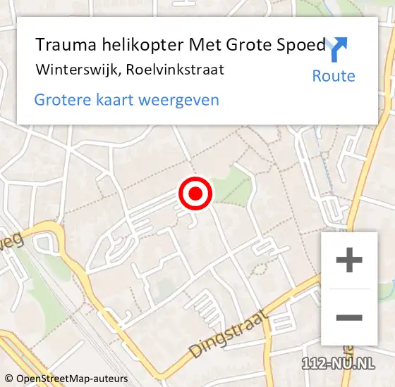 Locatie op kaart van de 112 melding: Trauma helikopter Met Grote Spoed Naar Winterswijk, Roelvinkstraat op 25 augustus 2023 23:02