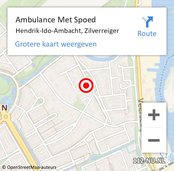 Locatie op kaart van de 112 melding: Ambulance Met Spoed Naar Hendrik-Ido-Ambacht, Zilverreiger op 26 augustus 2023 00:13