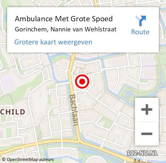 Locatie op kaart van de 112 melding: Ambulance Met Grote Spoed Naar Gorinchem, Nannie van Wehlstraat op 5 september 2014 22:24