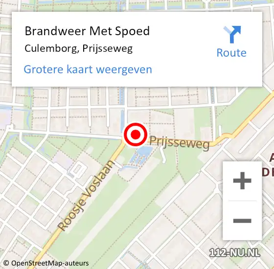 Locatie op kaart van de 112 melding: Brandweer Met Spoed Naar Culemborg, Prijsseweg op 26 augustus 2023 00:57