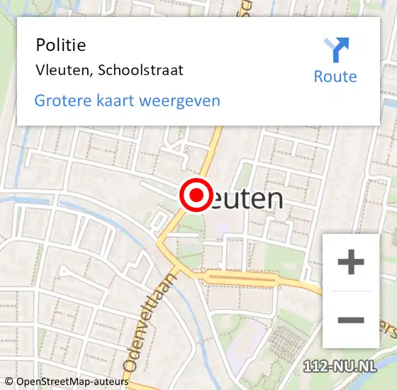 Locatie op kaart van de 112 melding: Politie Vleuten, Schoolstraat op 26 augustus 2023 01:06