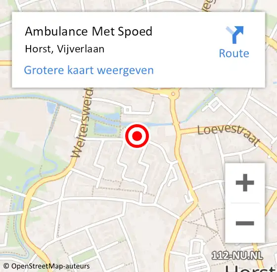 Locatie op kaart van de 112 melding: Ambulance Met Spoed Naar Horst, Vijverlaan op 5 september 2014 22:30