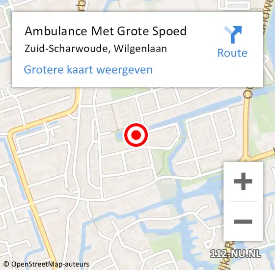 Locatie op kaart van de 112 melding: Ambulance Met Grote Spoed Naar Zuid-Scharwoude, Wilgenlaan op 26 augustus 2023 01:09