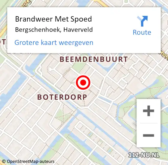 Locatie op kaart van de 112 melding: Brandweer Met Spoed Naar Bergschenhoek, Haverveld op 26 augustus 2023 01:38