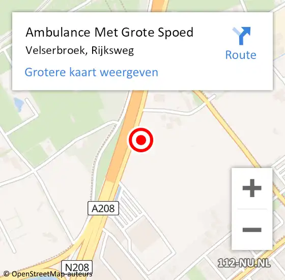 Locatie op kaart van de 112 melding: Ambulance Met Grote Spoed Naar Velserbroek, Rijksweg op 26 augustus 2023 01:43