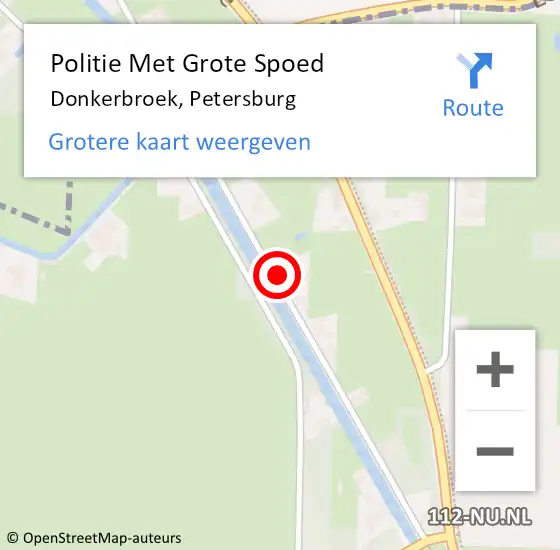 Locatie op kaart van de 112 melding: Politie Met Grote Spoed Naar Donkerbroek, Petersburg op 26 augustus 2023 02:30