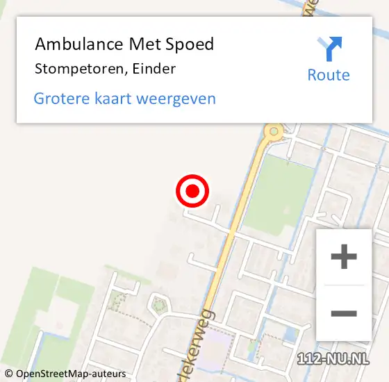 Locatie op kaart van de 112 melding: Ambulance Met Spoed Naar Stompetoren, Einder op 26 augustus 2023 02:49