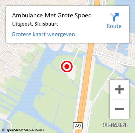 Locatie op kaart van de 112 melding: Ambulance Met Grote Spoed Naar Uitgeest, Sluisbuurt op 26 augustus 2023 04:15