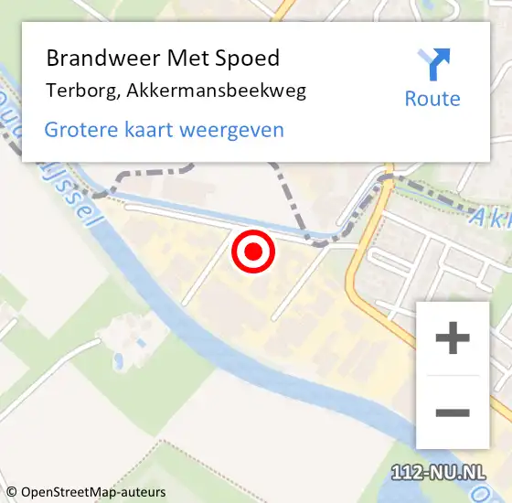 Locatie op kaart van de 112 melding: Brandweer Met Spoed Naar Terborg, Akkermansbeekweg op 26 augustus 2023 04:47