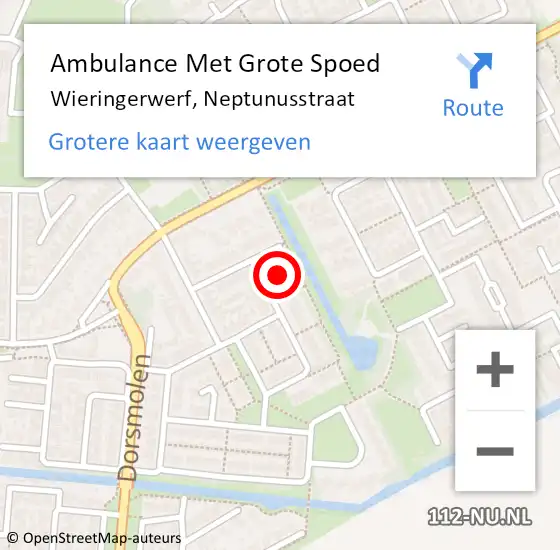 Locatie op kaart van de 112 melding: Ambulance Met Grote Spoed Naar Wieringerwerf, Neptunusstraat op 26 augustus 2023 04:55