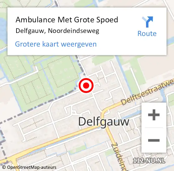 Locatie op kaart van de 112 melding: Ambulance Met Grote Spoed Naar Delfgauw, Noordeindseweg op 26 augustus 2023 05:14