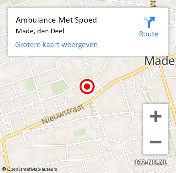 Locatie op kaart van de 112 melding: Ambulance Met Spoed Naar Made, den Deel op 5 september 2014 22:47