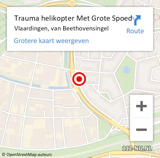 Locatie op kaart van de 112 melding: Trauma helikopter Met Grote Spoed Naar Vlaardingen, van Beethovensingel op 26 augustus 2023 06:36