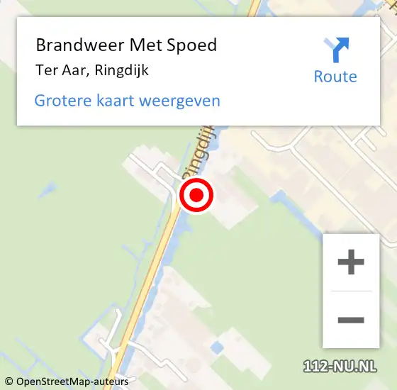 Locatie op kaart van de 112 melding: Brandweer Met Spoed Naar Ter Aar, Ringdijk op 13 oktober 2013 17:19