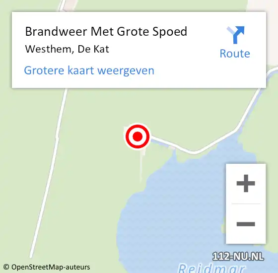 Locatie op kaart van de 112 melding: Brandweer Met Grote Spoed Naar Westhem, De Kat op 5 september 2014 22:51