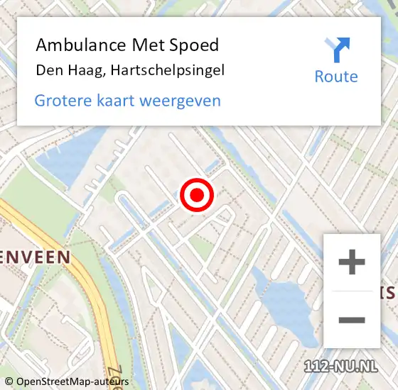 Locatie op kaart van de 112 melding: Ambulance Met Spoed Naar Den Haag, Hartschelpsingel op 26 augustus 2023 08:11