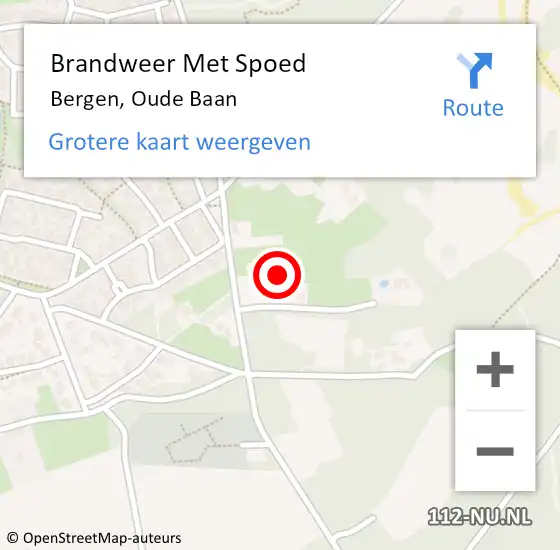 Locatie op kaart van de 112 melding: Brandweer Met Spoed Naar Bergen, Oude Baan op 26 augustus 2023 08:50