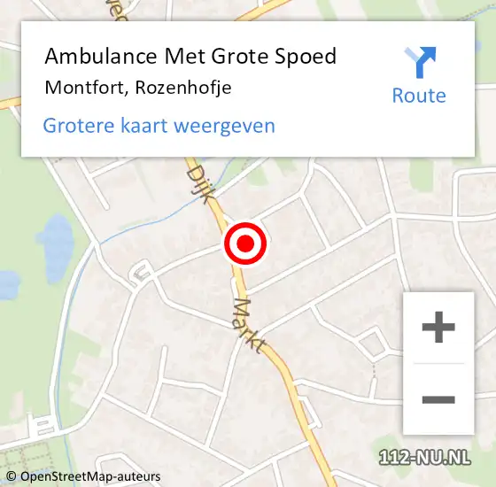 Locatie op kaart van de 112 melding: Ambulance Met Grote Spoed Naar Montfort, Rozenhofje op 26 augustus 2023 08:55