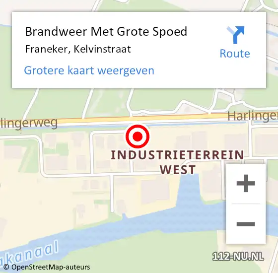 Locatie op kaart van de 112 melding: Brandweer Met Grote Spoed Naar Franeker, Kelvinstraat op 26 augustus 2023 08:57