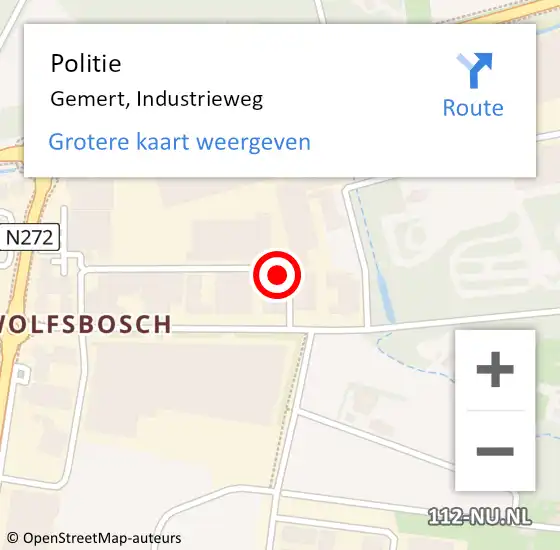 Locatie op kaart van de 112 melding: Politie Gemert, Industrieweg op 26 augustus 2023 08:58