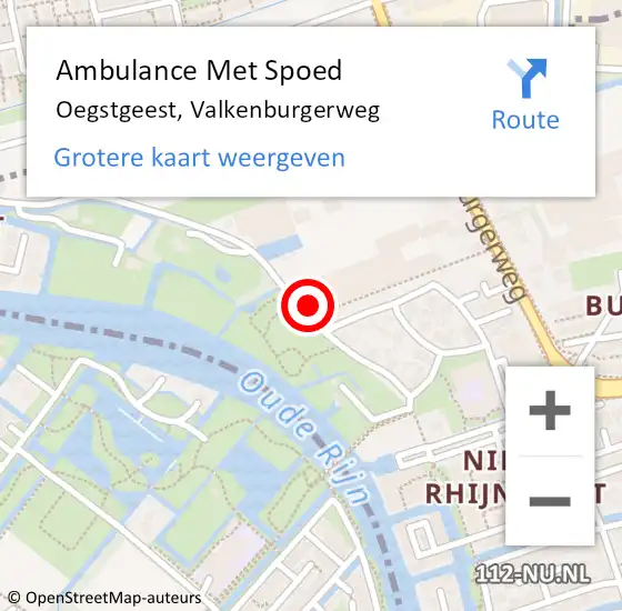 Locatie op kaart van de 112 melding: Ambulance Met Spoed Naar Oegstgeest, Valkenburgerweg op 26 augustus 2023 09:09