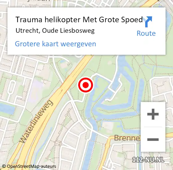 Locatie op kaart van de 112 melding: Trauma helikopter Met Grote Spoed Naar Utrecht, Oude Liesbosweg op 26 augustus 2023 09:24