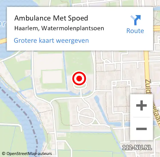 Locatie op kaart van de 112 melding: Ambulance Met Spoed Naar Haarlem, Watermolenplantsoen op 26 augustus 2023 09:54