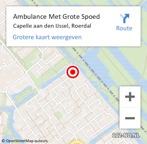 Locatie op kaart van de 112 melding: Ambulance Met Grote Spoed Naar Capelle aan den IJssel, Roerdal op 26 augustus 2023 10:02