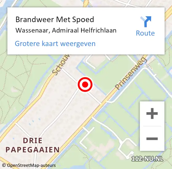 Locatie op kaart van de 112 melding: Brandweer Met Spoed Naar Wassenaar, Admiraal Helfrichlaan op 26 augustus 2023 10:12