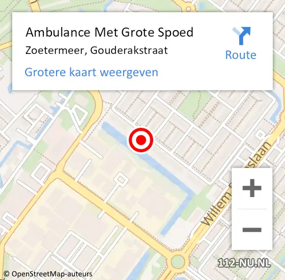 Locatie op kaart van de 112 melding: Ambulance Met Grote Spoed Naar Zoetermeer, Gouderakstraat op 26 augustus 2023 10:27