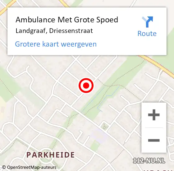 Locatie op kaart van de 112 melding: Ambulance Met Grote Spoed Naar Landgraaf, Driessenstraat op 5 september 2014 23:11