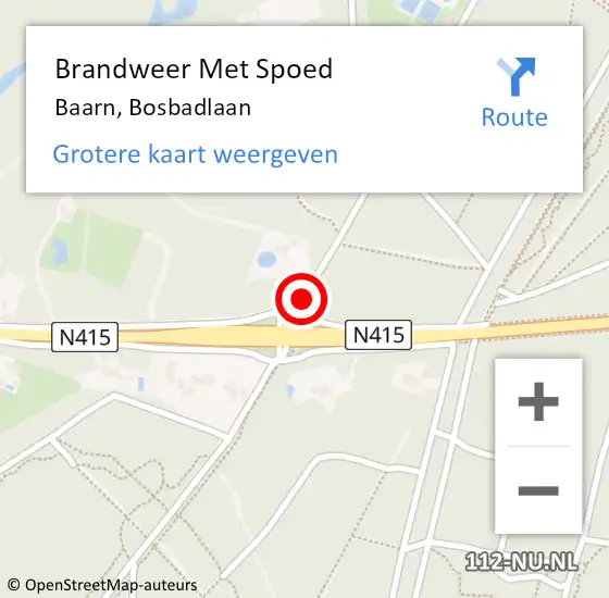 Locatie op kaart van de 112 melding: Brandweer Met Spoed Naar Baarn, Bosbadlaan op 26 augustus 2023 11:02