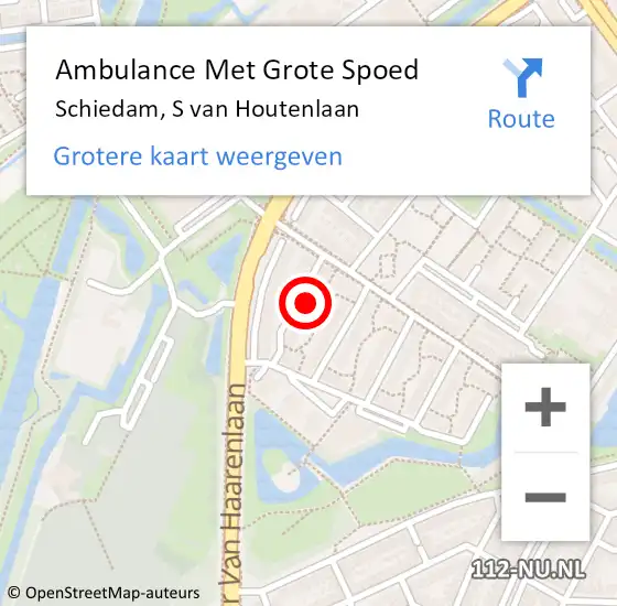 Locatie op kaart van de 112 melding: Ambulance Met Grote Spoed Naar Schiedam, S van Houtenlaan op 26 augustus 2023 11:34