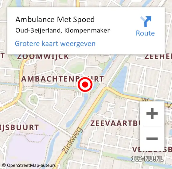 Locatie op kaart van de 112 melding: Ambulance Met Spoed Naar Oud-Beijerland, Klompenmaker op 26 augustus 2023 11:45