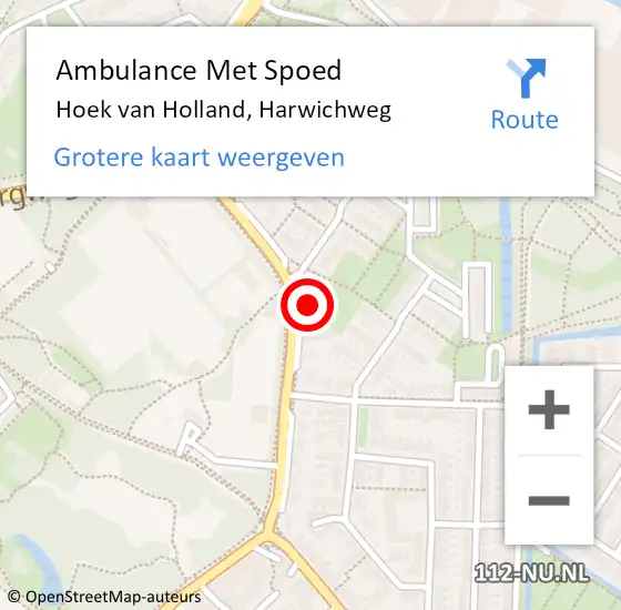 Locatie op kaart van de 112 melding: Ambulance Met Spoed Naar Hoek van Holland, Harwichweg op 26 augustus 2023 12:09
