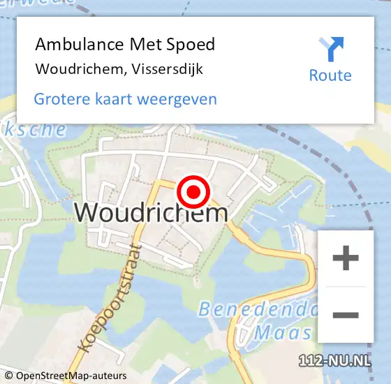 Locatie op kaart van de 112 melding: Ambulance Met Spoed Naar Woudrichem, Vissersdijk op 26 augustus 2023 12:18