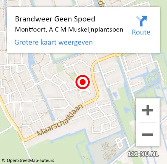 Locatie op kaart van de 112 melding: Brandweer Geen Spoed Naar Montfoort, A C M Muskeijnplantsoen op 26 augustus 2023 12:28