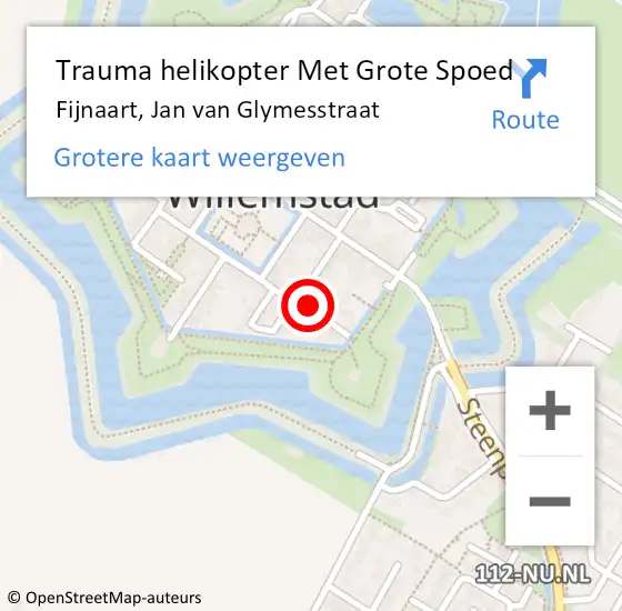 Locatie op kaart van de 112 melding: Trauma helikopter Met Grote Spoed Naar Fijnaart, Jan van Glymesstraat op 26 augustus 2023 12:28
