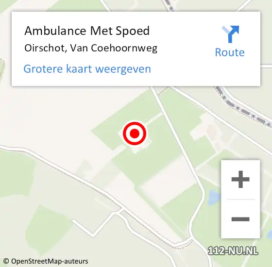 Locatie op kaart van de 112 melding: Ambulance Met Spoed Naar Oirschot, Van Coehoornweg op 5 september 2014 23:32