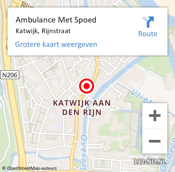 Locatie op kaart van de 112 melding: Ambulance Met Spoed Naar Katwijk, Rijnstraat op 26 augustus 2023 12:46