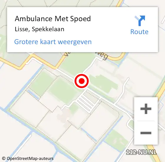 Locatie op kaart van de 112 melding: Ambulance Met Spoed Naar Lisse, Spekkelaan op 26 augustus 2023 13:30