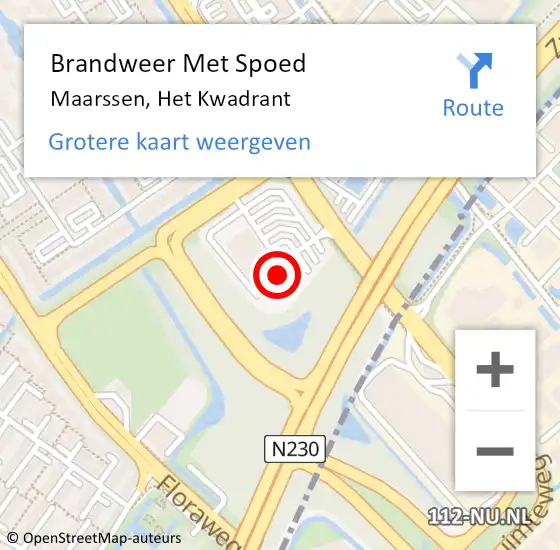 Locatie op kaart van de 112 melding: Brandweer Met Spoed Naar Maarssen, Het Kwadrant op 26 augustus 2023 13:39