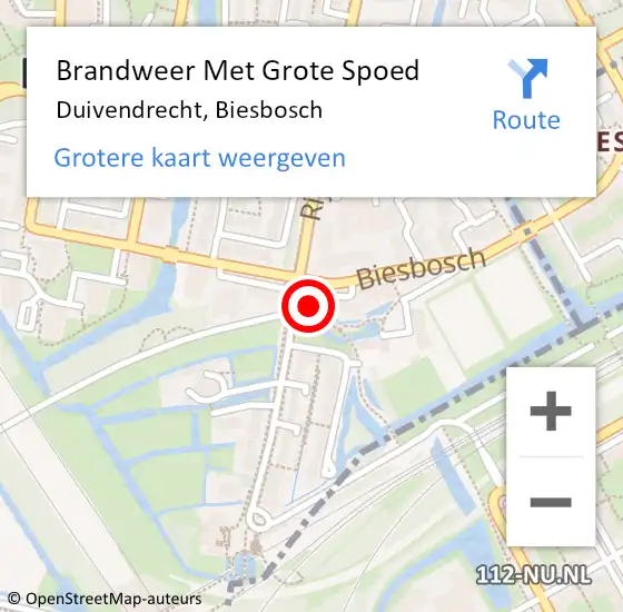 Locatie op kaart van de 112 melding: Brandweer Met Grote Spoed Naar Duivendrecht, Biesbosch op 26 augustus 2023 13:51