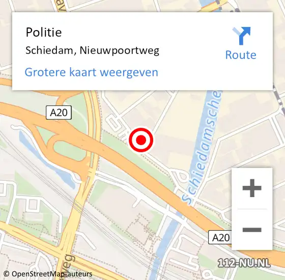 Locatie op kaart van de 112 melding: Politie Schiedam, Nieuwpoortweg op 26 augustus 2023 13:53