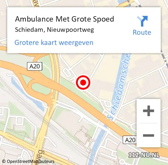 Locatie op kaart van de 112 melding: Ambulance Met Grote Spoed Naar Schiedam, Nieuwpoortweg op 26 augustus 2023 13:54