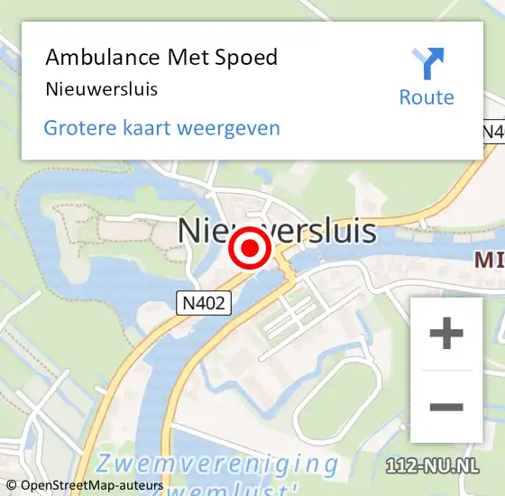 Locatie op kaart van de 112 melding: Ambulance Met Spoed Naar Nieuwersluis op 26 augustus 2023 14:07